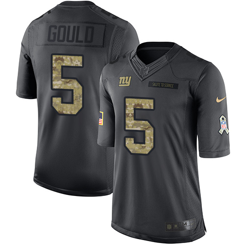 Men's Limited Robbie Gould Nike Jersey Black - #5 2016 Salute to Service NFL New York Giants